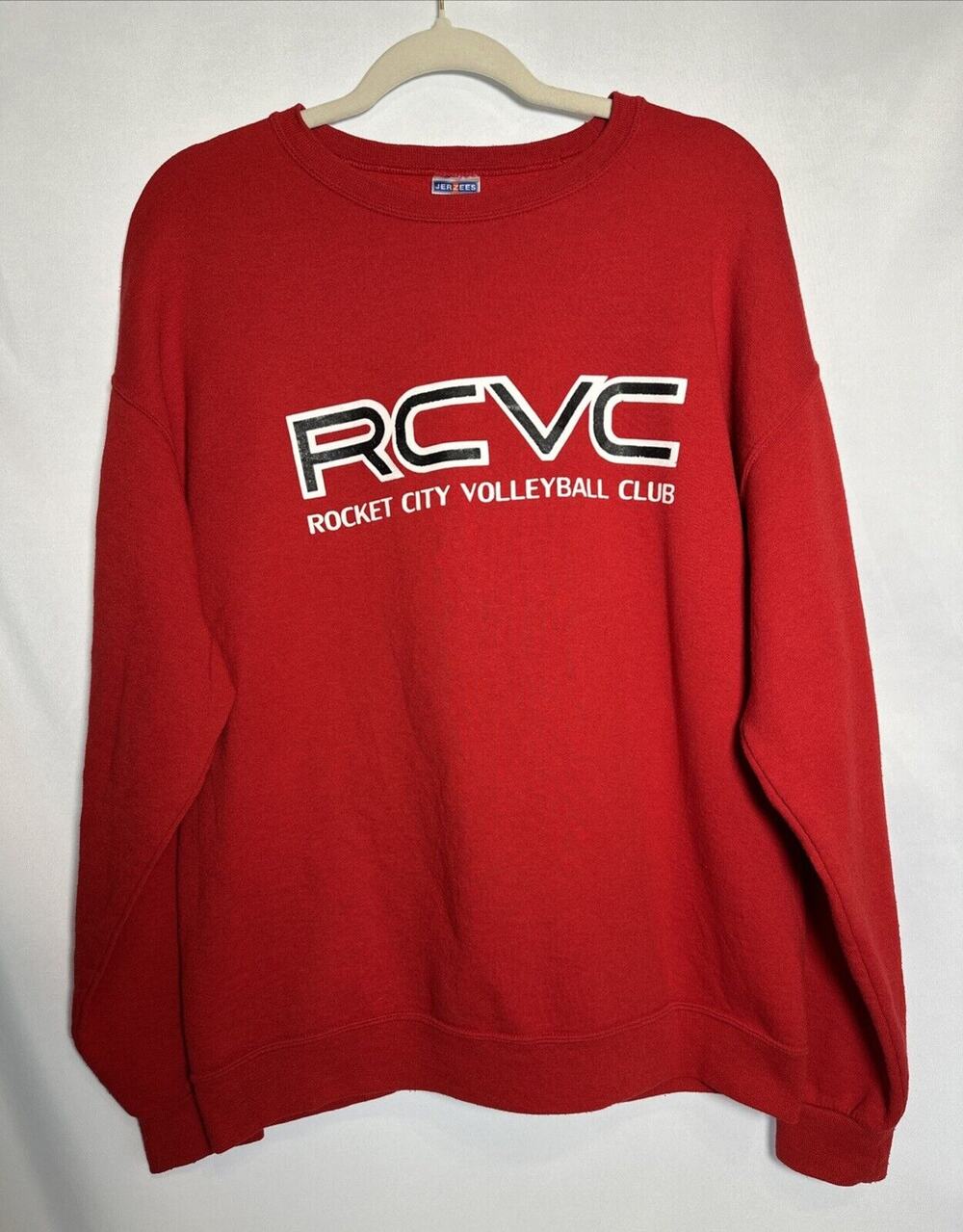 VTG Jerzees RCVC Rocket City Volleyball Club Unisex Red Sweater Size Large